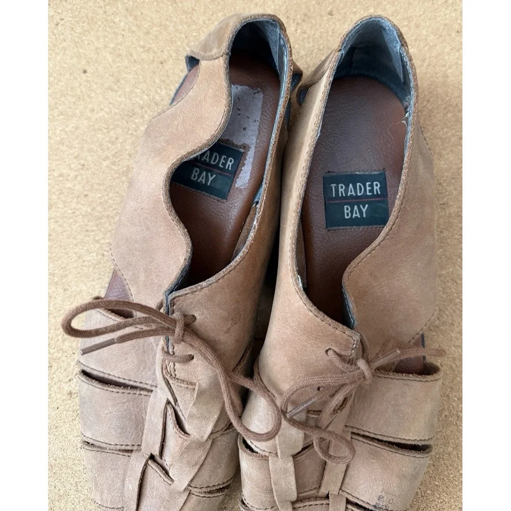 Vintage Trader Bay Woven Fisherman Sandals Brown Leather Men‎ 11 Preowned